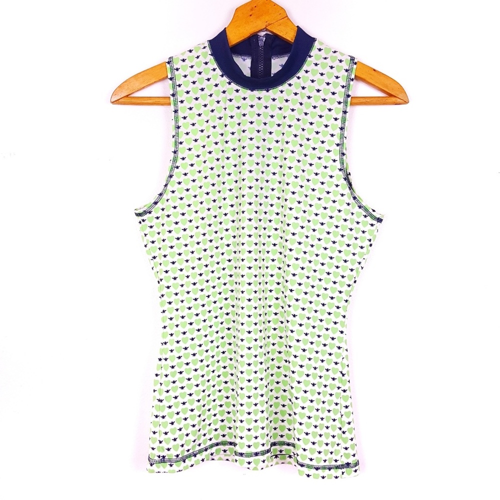 J.Crew Swim Rash Guard Honeybee Hearts Navy Mint M